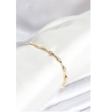 Pirinç Gold Renk Kemik Model Zirkon Taşlı Kadın Bileklik - TJ-BB8028