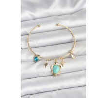 Caretta Caretta Charmlı Gold Renk Kadın Bileklik - TJ-BB8033