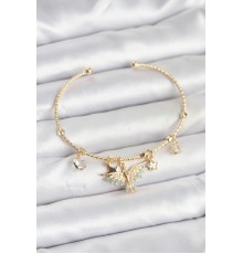 Anka Kuşu Charmlı Gold Renk Pirinç Kadın Bileklik - TJ-BB8039