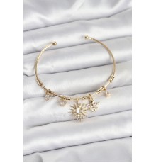 Güneş Charmlı Gold Renk Pirinç Kadın Bileklik - TJ-BB8041