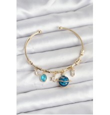 Gezegen Charmlı Gold Renk Pirinç Kadın Bileklik - TJ-BB8047