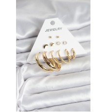 Gold Renk 6 Çiftli Pirinç Kadın Küpe Seti - TJ-BKP11323