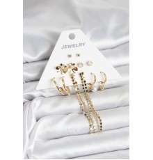 Gold Renk Pirinç 6'lı Kadın Küpe Seti - TJ-BKP11324