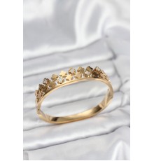 316L Çelik Gold Renk Minimal Yoncalı Kadın Kelepçe Bileklik - TJ-BB8072