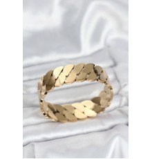 316L Çelik Gold Renk Ezme Zincir Model Kadın Kelepçe Bileklik - TJ-BB8074