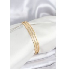 316L Çelik Gold Renk Simli Model Ajda 65 mm Kadın Bileklik - TJ-BB8076