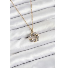 316L Çelik Zincir Gold Renk Zirkon Taşlı Sarmal Model Kadın Kolye - TJ-BKO10612