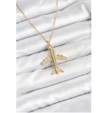 316L Çelik Zincir Gold Renk Uçak Model Kadın Kolye - TJ-BKO10615