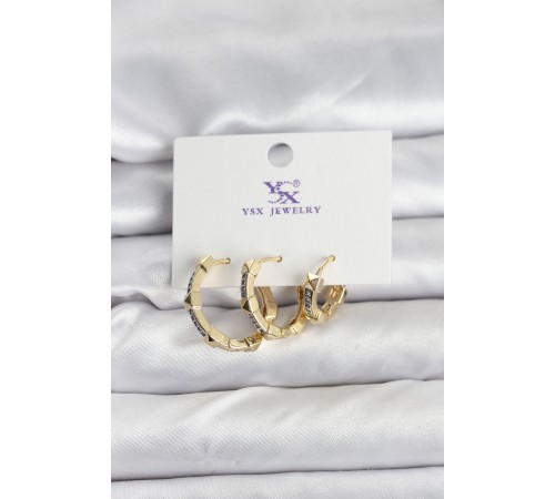 Gold Renk Zirkon Taşlı Kadın Küpe - TJ-BKP11342