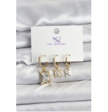 Gold Renk Zirkon Taşlı Kadın Küpe - TJ-BKP11344