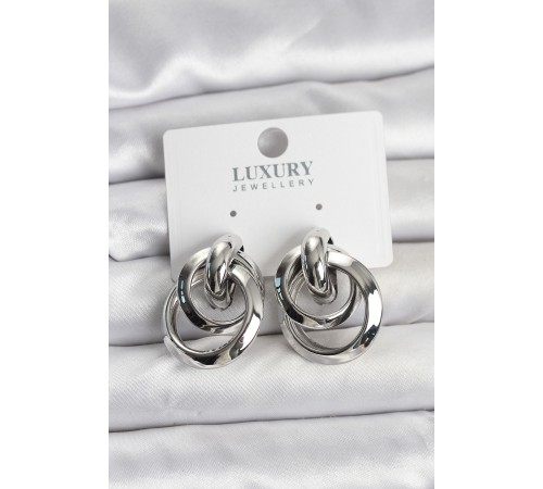 Gümüş Renk Halka Model Pirinç Kadın Küpe - TJ-BKP11349