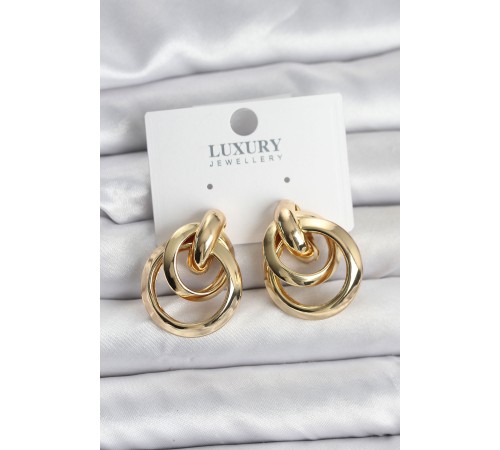 Gold Renk Halka Model Pirinç Kadın Küpe - TJ-BKP11350