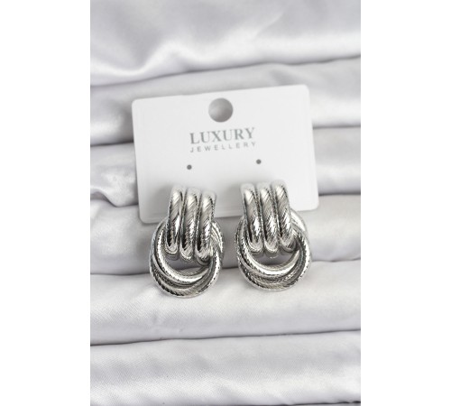 Gümüş Renk Halka Modelli Pirinç Kadın Küpe - TJ-BKP11351