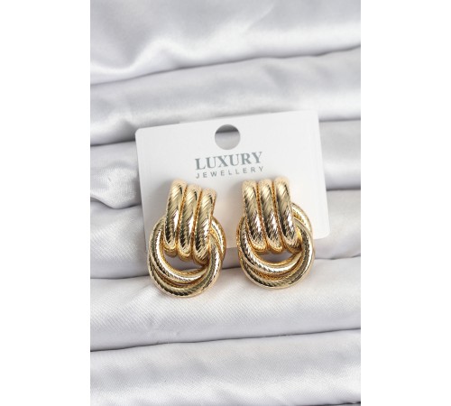 Gold Renk Halka Modelli Pirinç Kadın Küpe - TJ-BKP11352