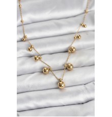 316L Çelik Zincir Gold Renk Topçuklu Kolye - TJ-BKO10632