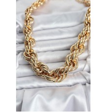 Pirinç Gold Renk Sarmal Halat Model Kadın Kolye - TJ-BKO10634