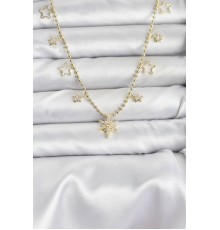 Pirinç Gold Renk Zirkon Taşlı Kutup Yıldızı Model Kadın Kolye - TJ-BKO10649