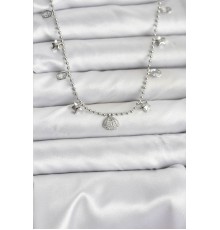 Pirinç Gümüş Renk Zirkon Taşlı Deniz Kabuğu Model Kadın Kolye - TJ-BKO10656