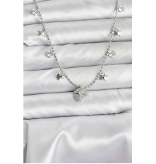 Pirinç Gümüş Renk Zirkon Taşlı Kutup Yıldızı Model Kadın Kolye - TJ-BKO10657