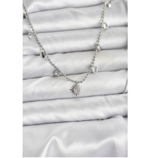 Zirkon Taşlı Kutup Yıldızı Model Pirinç Gümüş Renk Kadın Kolye - TJ-BKO10658