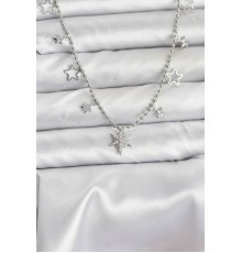 Pirinç Gümüş Renk Zirkon Taşlı Kutup Yıldızı Model Kadın Kolye - TJ-BKO10659