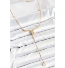 316L Çelik Zincir Gold Renk Yılan Model Y Kolye - TJ-BKO10662