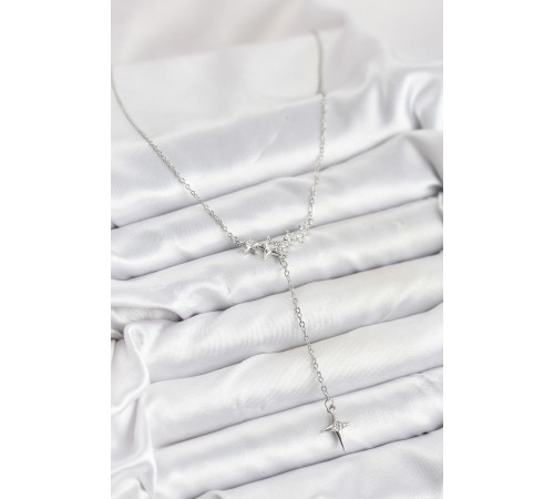 316L Çelik Zincir Gümüş Renk Yıldız Model Y Kadın Kolye - TJ-BKO10667