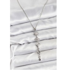 316L Çelik Zincir Gümüş Renk Güneş ve Enerji Model Kadın Y Kolye - TJ-BKO10669