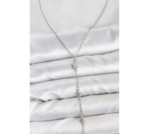 316L Çelik Zincir Gümüş Renkli Yıldız Model Kadın Y Kolye - TJ-BKO10671