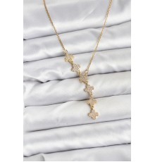 316L Çelik Zincir Gold Renk Yonca Model Kadın Kolye - TJ-BKO10674