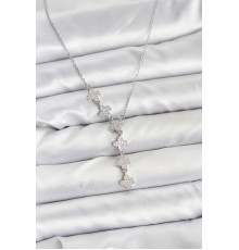 316L Çelik Zincir Gümüş Renk Yonca Model Kadın Kolye - TJ-BKO10675