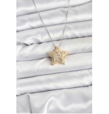 316L Çelik Zincir Gümüş Renk Zincirli Gold Yıldız Model Kadın Kolye - TJ-BKO10679