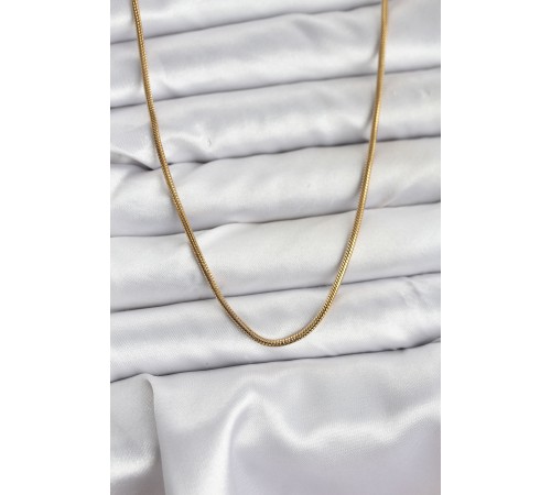 316L Çelik Zincir Gold Renk 60 cm Yılan Zincir Kadın Kolye - TJ-BKO10682