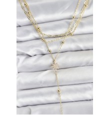 Pirinç Gold Renk Kutup Yıldızı Detaylı 3'lü Kombin Kadın Kolye - TJ-BKO10689