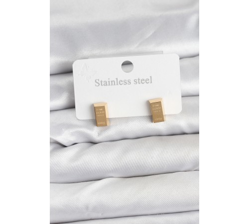 316L Çelik Gold Renk Külçe Altın Model Kadın Küpe - TJ-BKP11353