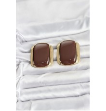 Pirinç Gold Renk Kahverengi Plaka Vintage Kadın Küpe - TJ-BKP11361