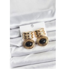 Pirinç Gold Siyah Renk Vintage Kadın Küpe - TJ-BKP11363
