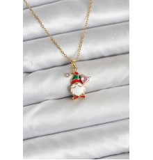 316L Çelik Zincir Gold Renk Yılbaşı Teması Kadın Kolye - TJ-BKO10708