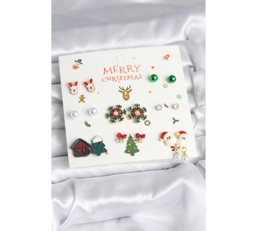 Yılbaşı Temalı 8 Çift Küpe Seti - TJ-BKP11397