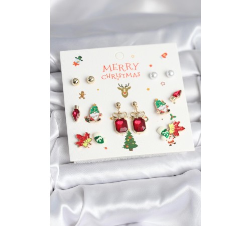 8 Çift Yılbaşı Temalı Kadın Küpe - TJ-BKP11398