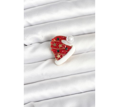 Kırmızı Şapka Model Yılbaşı Temalı Broş - TJ-BR475