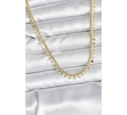 Pirinç Gold Renk Sıralı Yıldız Kadın Kolye - TJ-BKO10724