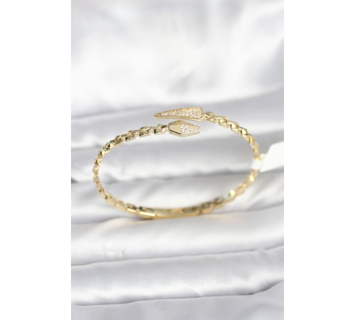 Yılan Model Pirinç Gold Renk Kadın Kelepçe Bileklik - TJ-BB8091