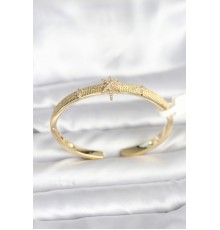 Pirinç Gold Renk Kutup Yıldızı Model Kadın Kelepçe Bileklik - TJ-BB8093