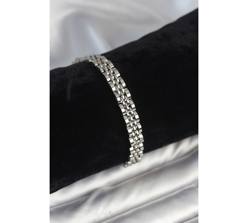 316L Çelik 7 mm Kalınlıkta Gümüş Renkli Erkek Bileklik - TJ-EB3768