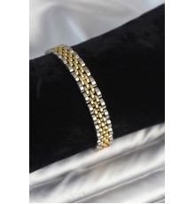 316L Çelik 9 mm Kalınlıkta Gold ve Gümüş Renkli Erkek Bileklik - TJ-EB3772