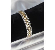 316L Çelik Gold ve Gümüş Renk 12 mm Kalınlık Erkek Bileklik - TJ-EB3775