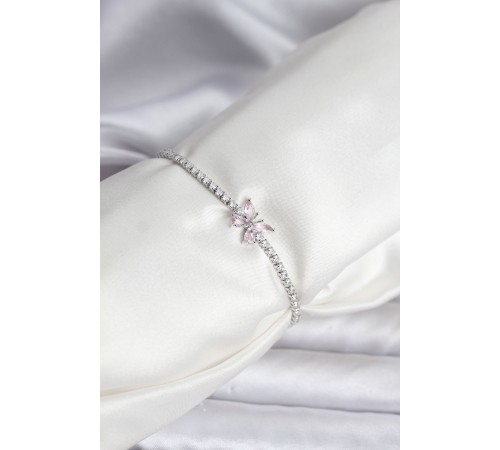 Model Zirkon Taşlı Gümüş Renk Pirinç Su Yolu Kadın Bileklik - TJ-BB8103