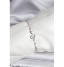 Yılan Model Zirkon Taşlı Gümüş Renk Pirinç Su Yolu Kadın Bileklik - TJ-BB8105