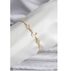 Charmlı Model Zirkon Taşlı Gold Renk Su Yolu Kadın Bileklik - TJ-BB8108